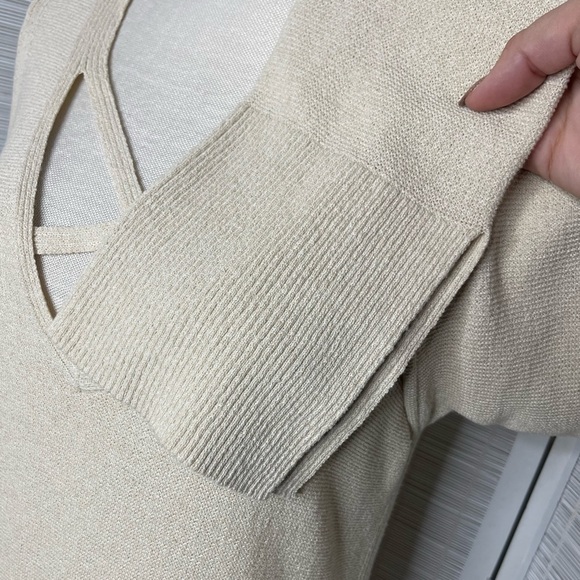 Free People Criss Cross Tunic Sweater Cream Size M - Picture 3 of 8